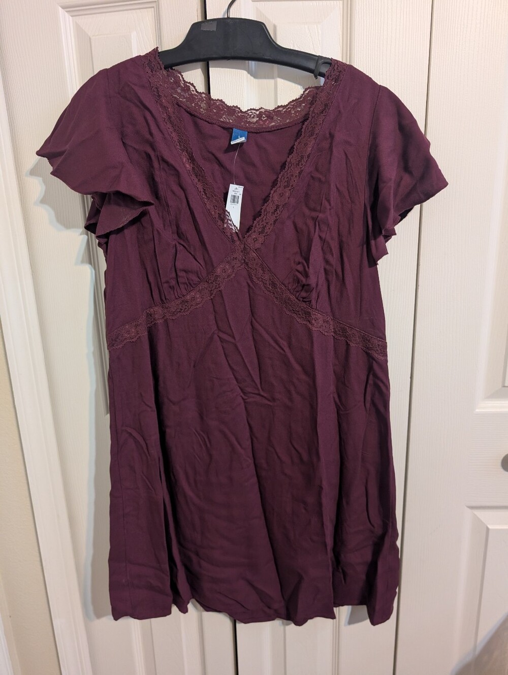 Old Navy Maroon With Lace Trim Dress